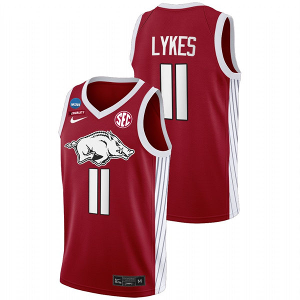 Mens Youth Arkansas Razorbacks #11 Chris Lykes Cardinal College Basketball Primary Special Edition