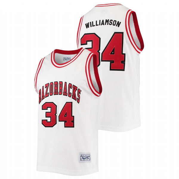 Mens Youth Arkansas Razorbacks #34 Corliss Williamson White Commemorative Classic Basketball Jersey