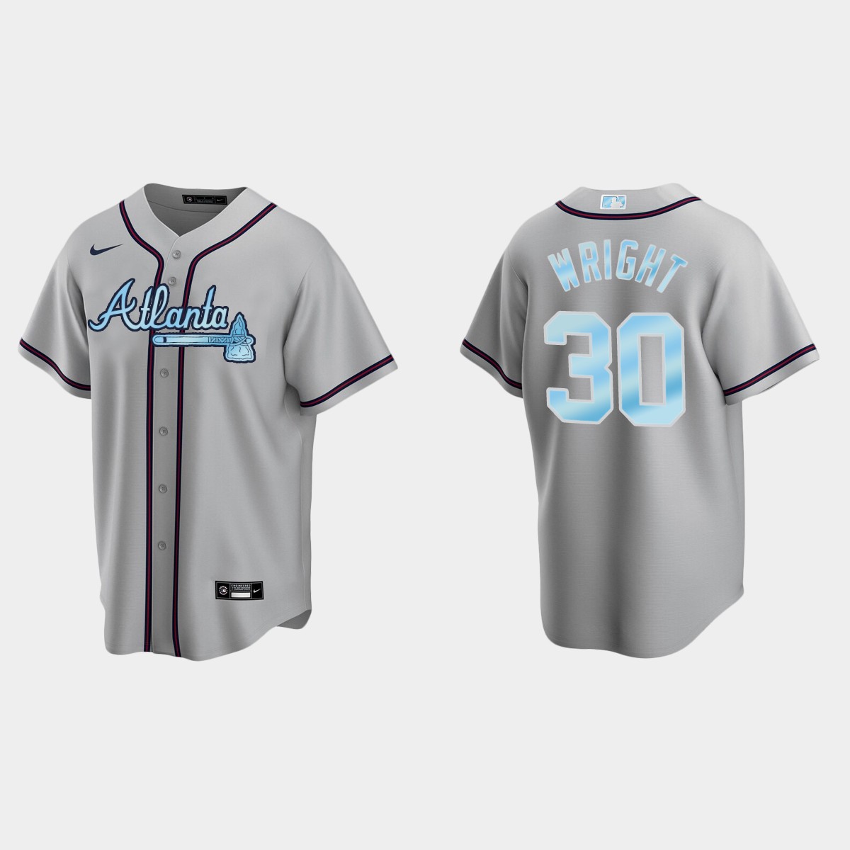 Mens Youth Atlanta Braves #30 Kyle Wright Gray Stitched 2022 Father's Day Jersey