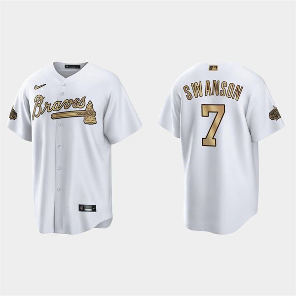 Mens Youth Atlanta Braves #7 Dansby Swanson 2022 MLB All-Star Game Jersey White