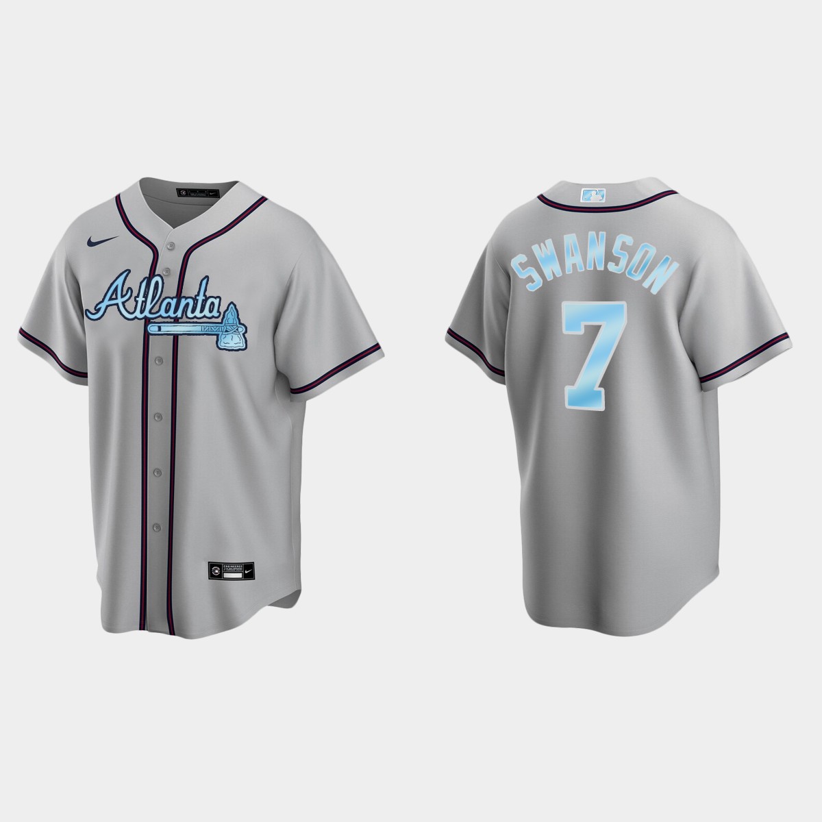Mens Youth Atlanta Braves #7 Dansby Swanson Gray Stitched 2022 Father's Day Jersey