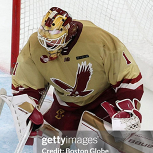 Mens Youth Boston College Eagles #1 Jacob Fowler 2025 Cream College Hockey  Game Jersey 