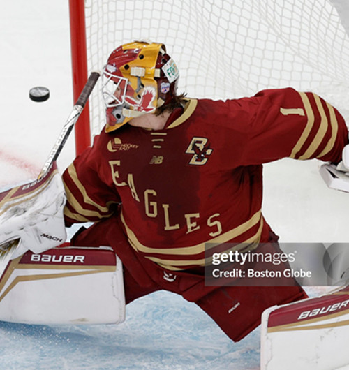 Mens Youth Boston College Eagles #1 Jacob Fowler Maroon Eagles College Hockey  Game Jersey 