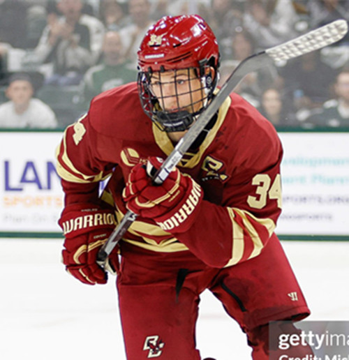 Mens Youth Boston College Eagles #34 Gabe Perreault  Maroon Eagles College Hockey Game Jersey 