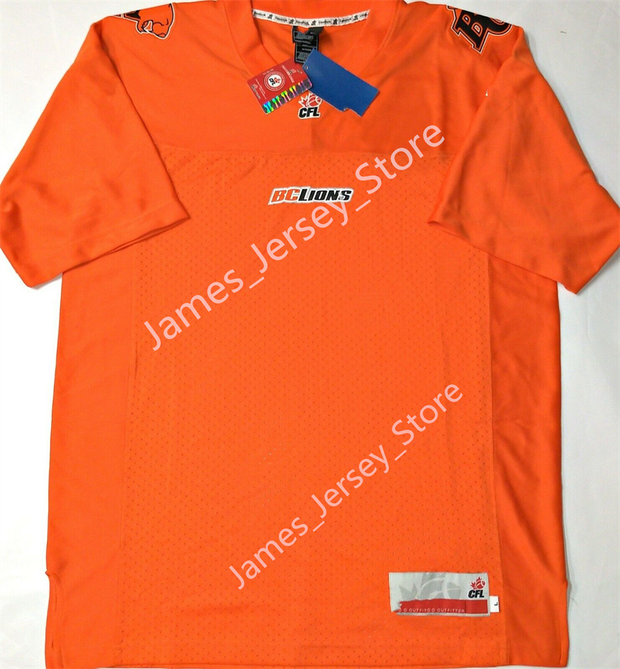 Mens Youth CFL BC Lions Custom Home Orange Football Jersey