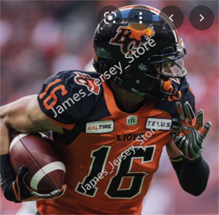 Mens Youth CFL BC Lions Custom Home Orange Stitched Football Jerseys