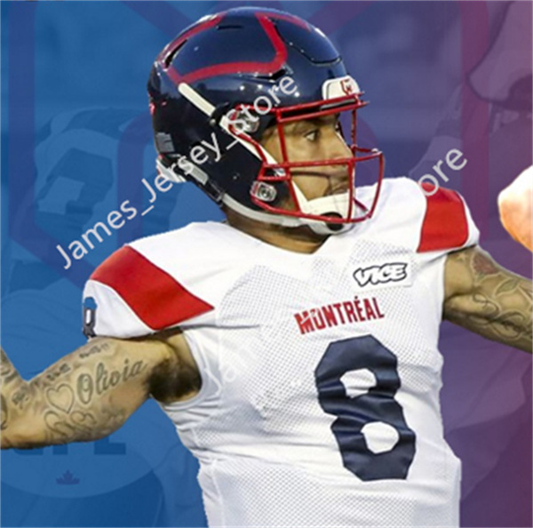 Mens Youth CFL Montreal Alouettes Custom 2019 New Era White Away Football Jerseys