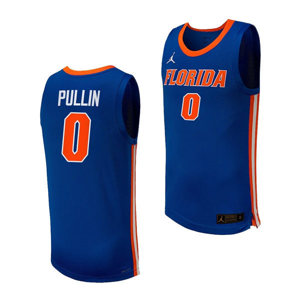 Mens Youth Florida Gators #0 Zyon Pullin 2024 Royal Basketball Game Jersey 