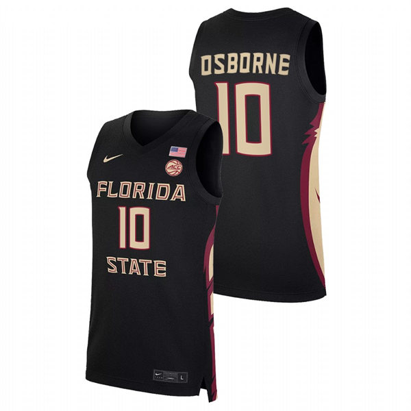 Mens Youth Florida State Seminoles #10 Malik Osborne Black College Basketball Jersey