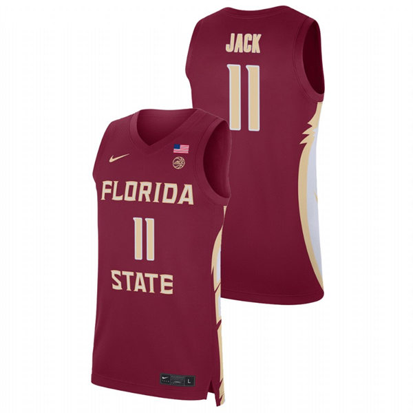 Mens Youth Florida State Seminoles #11 Nathanael Jack Garnet College Basketball Jersey