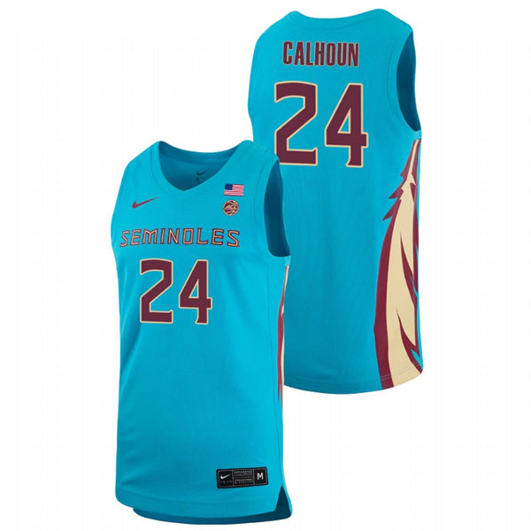 Mens Youth Florida State Seminoles #24 Sardaar Calhoun 2021 Blue Basketball Alternate Jersey