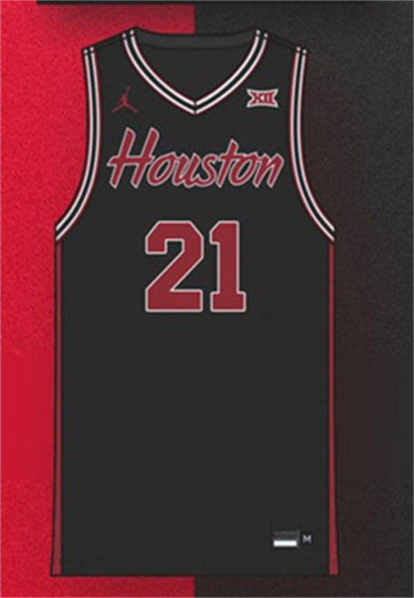 Mens Youth Houston Cougars #21 Emanuel Sharp 2025 Black Houston Basketball Game Jersey 