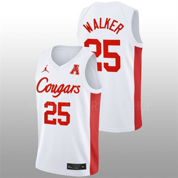 Mens Youth Houston Cougars #25 Jarace Walker White Cougars College Basketball Game Jersey 