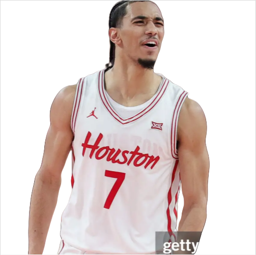 Mens Youth Houston Cougars #7 Milos Uzan 2025 White Houston Basketball Game Jersey 