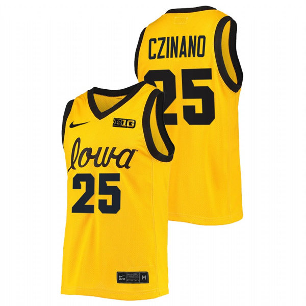 Mens Youth Iowa Hawkeyes #25 Monika Czinano 2022 Gold College Basketball Game Jersey