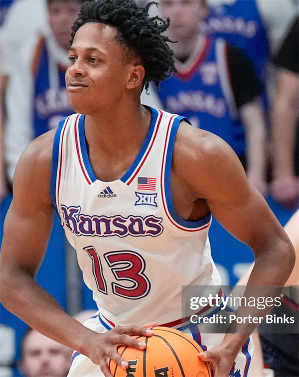 Mens Youth Kansas Jayhawks #13 Elmarko Jackson White THE PHOG Basketball Limited Jersey