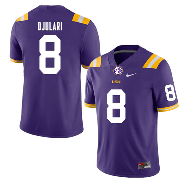 Mens Youth LSU Tigers #8 BJ Ojulari College Football Game Jersey Purple