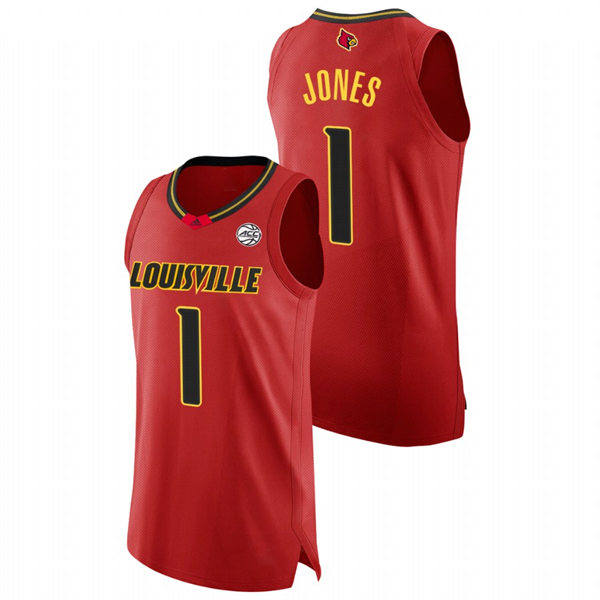 Mens Youth Louisville Cardinals #1 Carlik Jones Adidas 2021 Red  College Basketball Jersey
