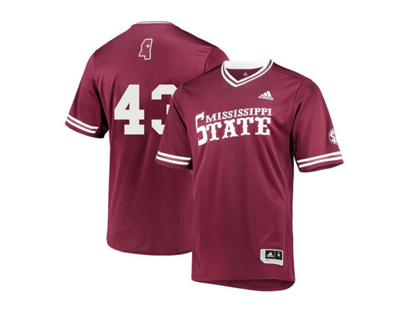 Mens Youth Mississippi State Bulldogs #43 Lane Forsythe Maroon Pullover College Baseball Game Jersey