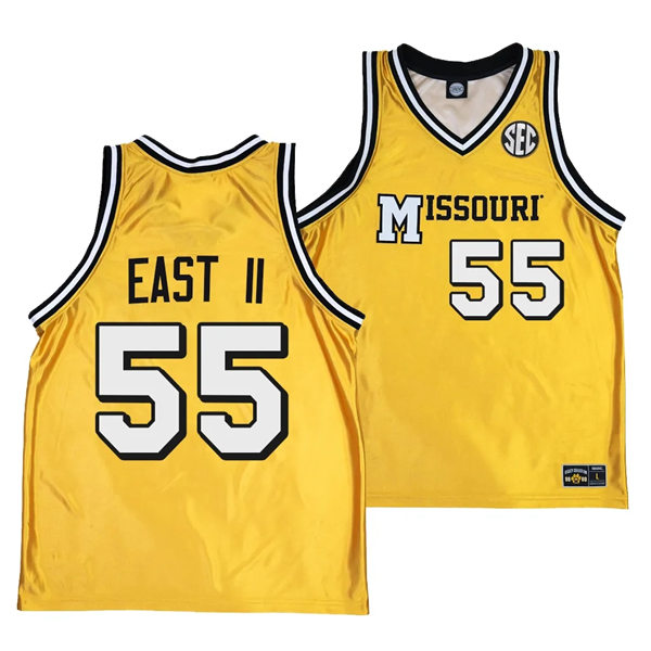 Mens Youth Missouri Tigers #55 Sean East II Gold 1990's Throwback Basketball Jersey 