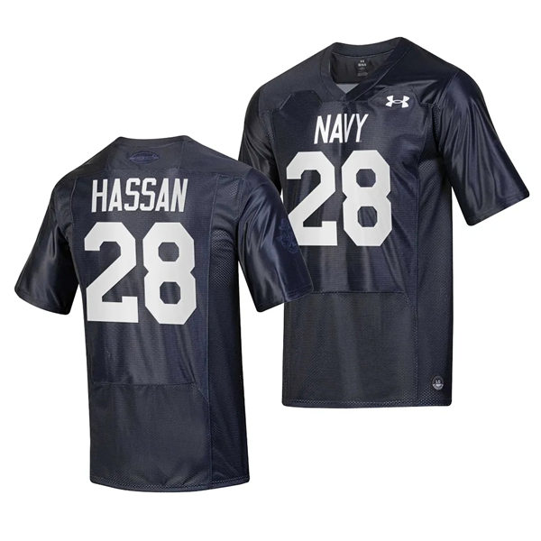 Mens Youth Navy Midshipmen #28 Amin Hassan 2023 Silent Service Football Jersey - Navy