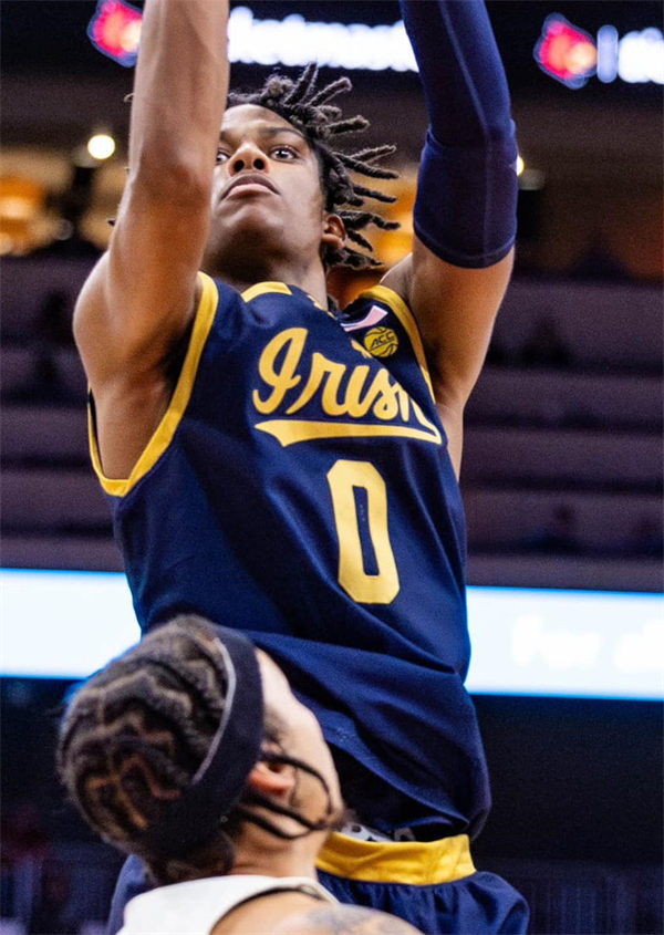 Mens Youth Notre Dame Fighting Irish #0 Carey Booth 2024 Navy Gold Irish Basketball Game Jersey 