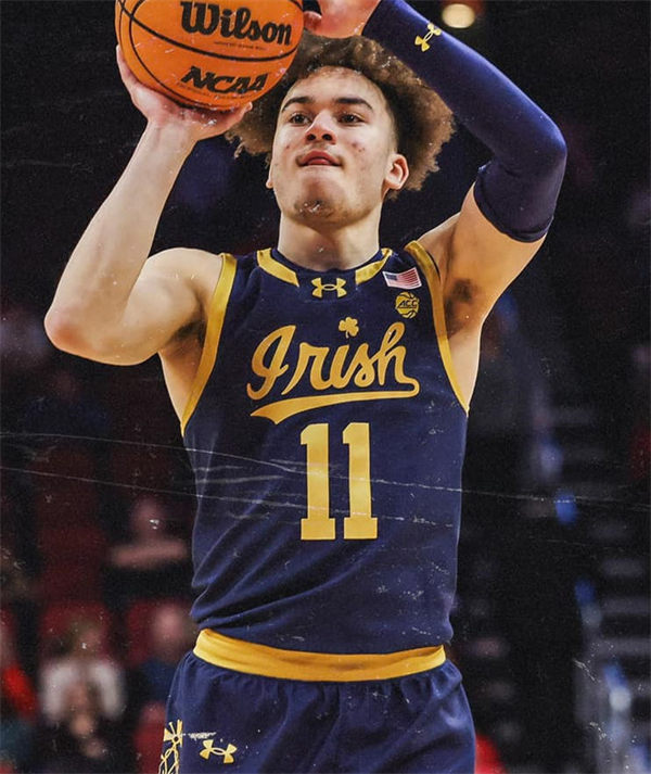Mens Youth Notre Dame Fighting Irish #11 Braeden Shrewsberry 2024 Navy Gold Irish Basketball Game Jersey 