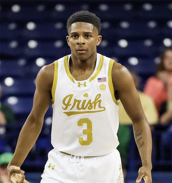 Mens Youth Notre Dame Fighting Irish #3 Markus Burton 2024 White Gold Irish Basketball Game Jersey 