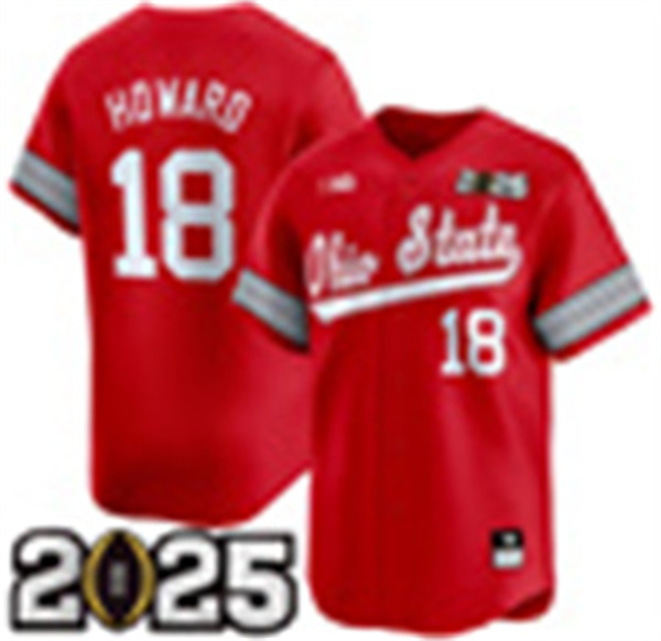 Mens Youth Ohio State Buckeyes Custom Nike RED Baseball Jersey 18 HOWARD