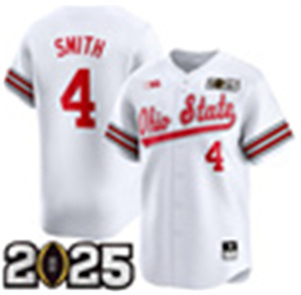 Mens Youth Ohio State Buckeyes Custom Nike White Baseball Jersey 4 smith