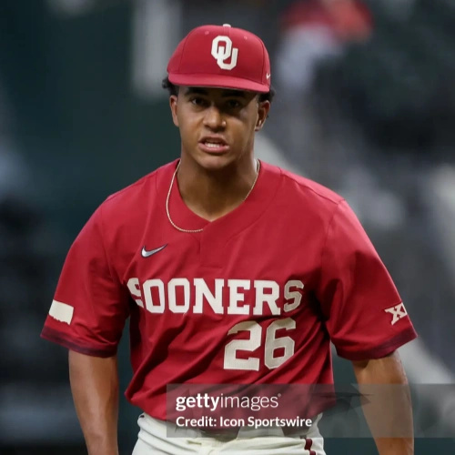 Mens Youth Oklahoma Sooners #26 Kyson Witherspoon Crimson Pullover Sooners Baseball Jersey 