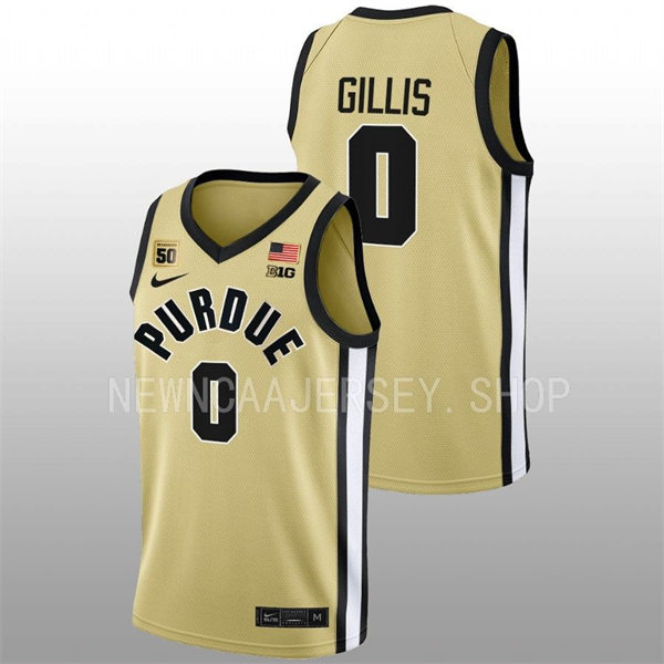 Mens Youth Purdue Boilermakers #0 Mason Gillis 2022-23 Maize College Basketball Game Jersey 