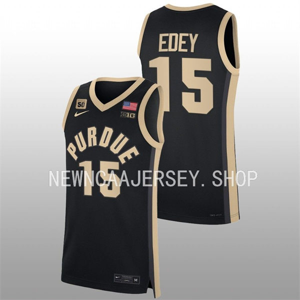 Mens Youth Purdue Boilermakers #15 Zach Edey 2022-23 Black College Basketball Game Jersey 