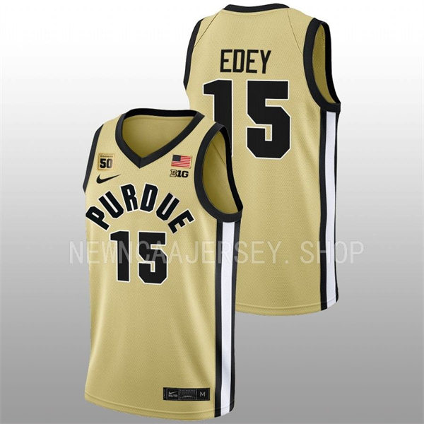 Mens Youth Purdue Boilermakers #15 Zach Edey 2022-23 Maize College Basketball Game Jersey 