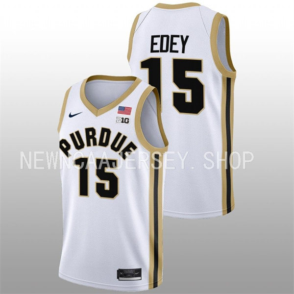 Mens Youth Purdue Boilermakers #15 Zach Edey 2022-23 White College Basketball Game Jersey 