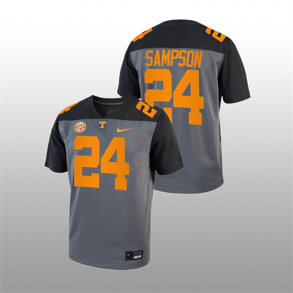 Mens Youth Tennessee Volunteers #24 Dylan Sampson Nike Smokey Grey Alternate College Football Game Jersey 
