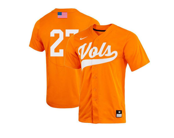 Mens Youth Tennessee Volunteers #27 Jordan Beck 2022 Diamond Nike Orange Vols College Baseball Game Jersey 