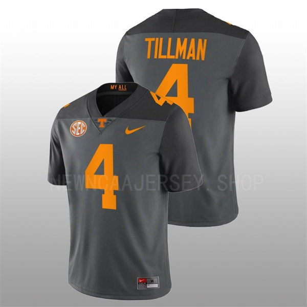 Mens Youth Tennessee Volunteers #4 Cedric Tillman Nike Smokey Grey Alternate College Football Game Jersey 