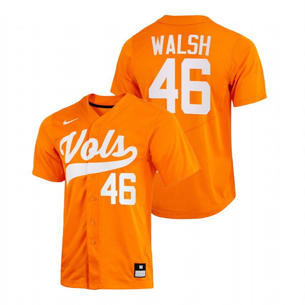 Mens Youth Tennessee Volunteers #46 Redmond Walsh 2022 Diamond Nike Orange With Name College Baseball Limited Jersey 