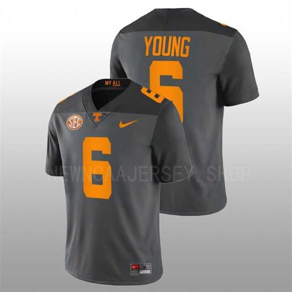 Mens Youth Tennessee Volunteers #6 Byron Young Nike Smokey Grey Alternate College Football Game Jersey 