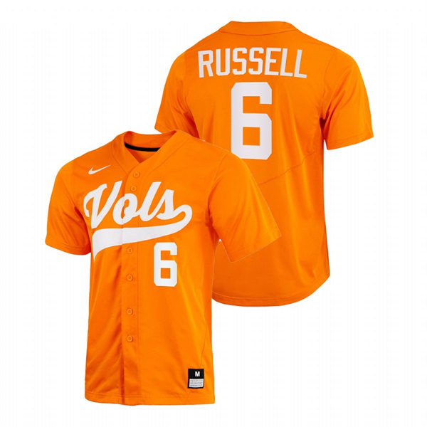 Mens Youth Tennessee Volunteers #6 Evan Russell 2022 Diamond Nike Orange With Name College Baseball Limited Jersey 