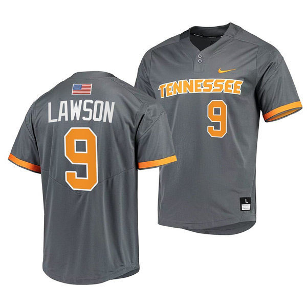 Mens Youth Tennessee Volunteers #9 Cortland Lawson 2022 Diamond Nike Charcoal With Name two-Button Pullover Baseball Limited Jersey 