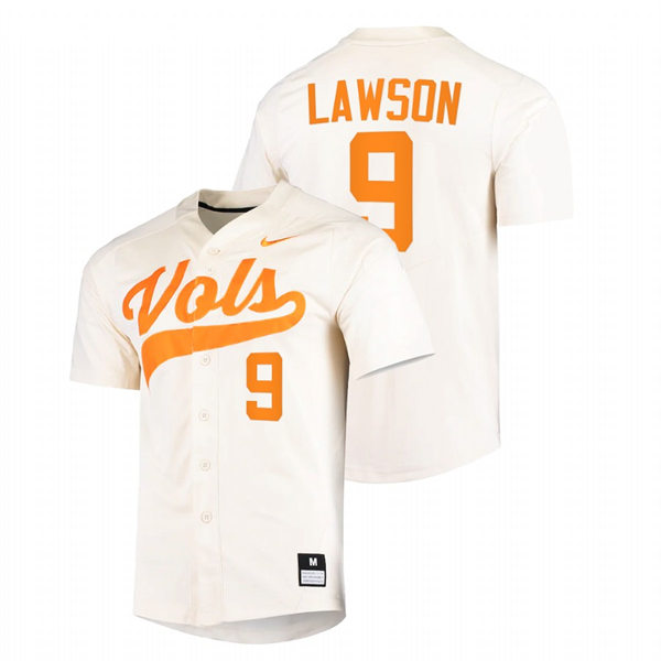 Mens Youth Tennessee Volunteers #9 Cortland Lawson Nike Cream With Name College Baseball Limited Jersey 