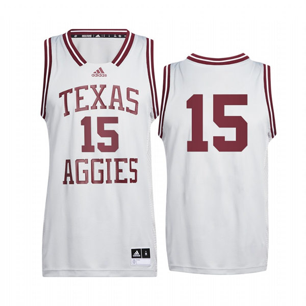 Mens Youth Texas A&M Aggies #15 Henry Coleman III Gray Adidas 2022 Reverse Retro College Basketball Jersey 