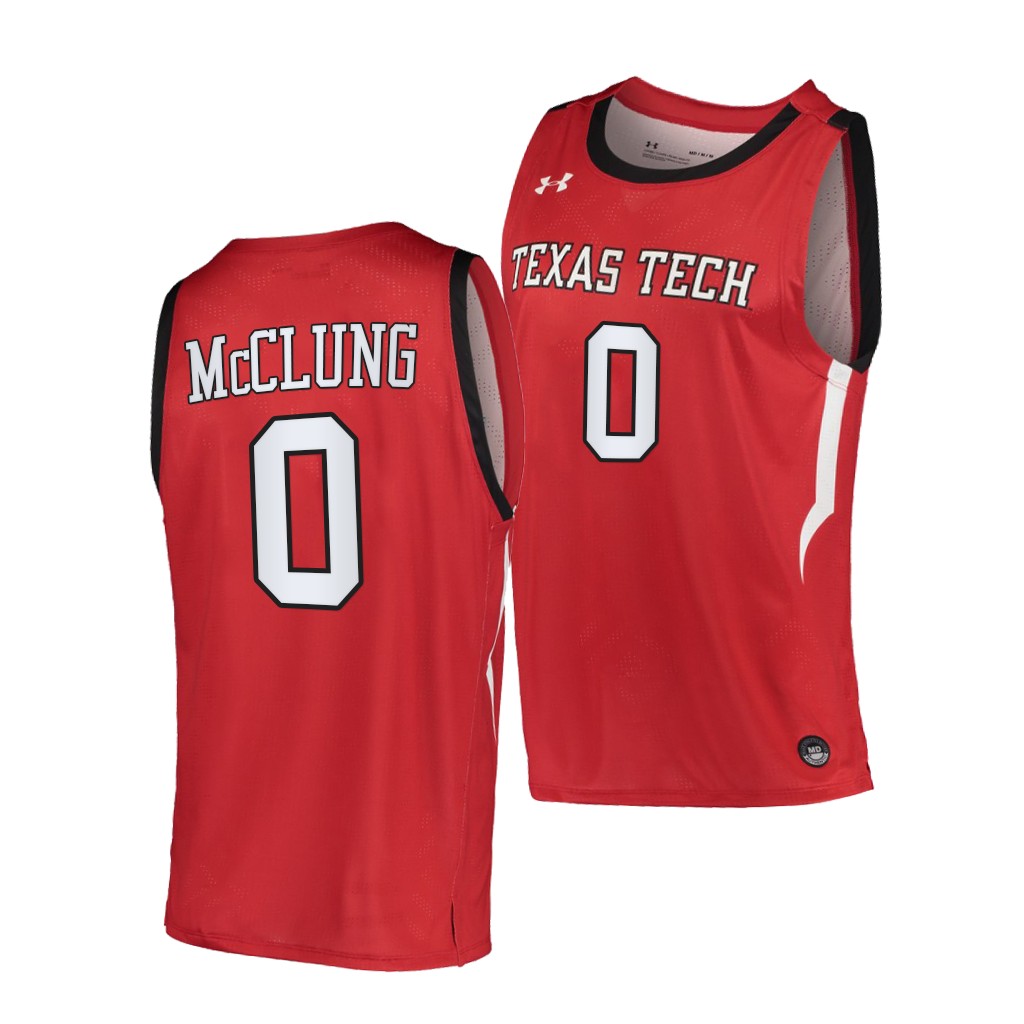 Mens Youth Texas Tech Red Raiders #0 Mac McClung 2019-20 College Basketball Game Jersey Red 