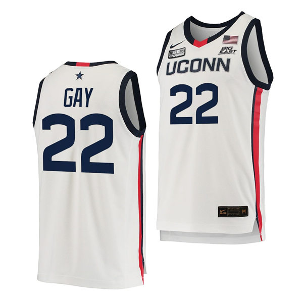 Mens Youth UConn Huskies #2 Rudy Gay 2021 White Uconn College Basketball Game Jersey