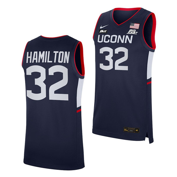 Mens Youth UConn Huskies #32 Richard Hamilton 2021 Navy Uconn College Basketball Game Jersey 