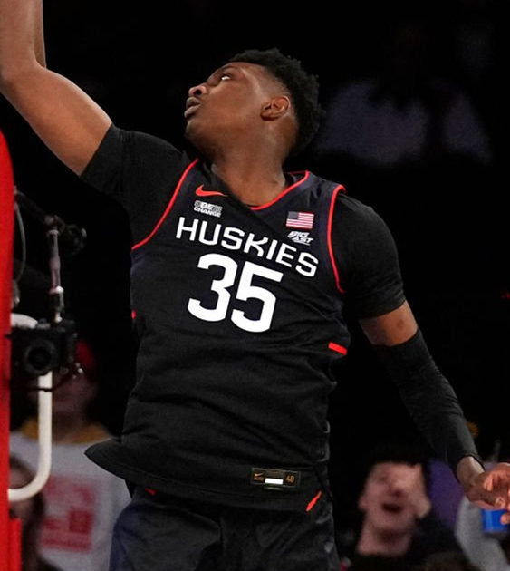 Mens Youth UConn Huskies #35 Samson Johnson 2022 Black Huskies College Basketball Game Jersey