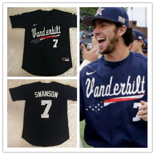 Mens Youth Vanderbilt Commodores #7 Dansby Swanson Nike Navy College Baseball Jersey 