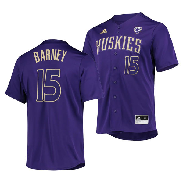 Mens Youth Washington Huskies #15 McKay Barney 2022 Purple With Name College Baseball Jersey 